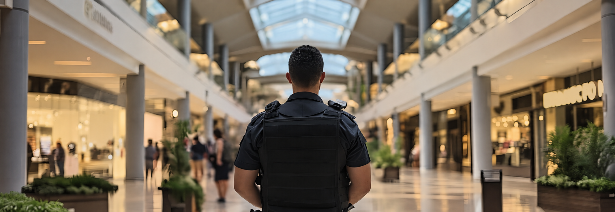 Security professional overseeing a shopping centre